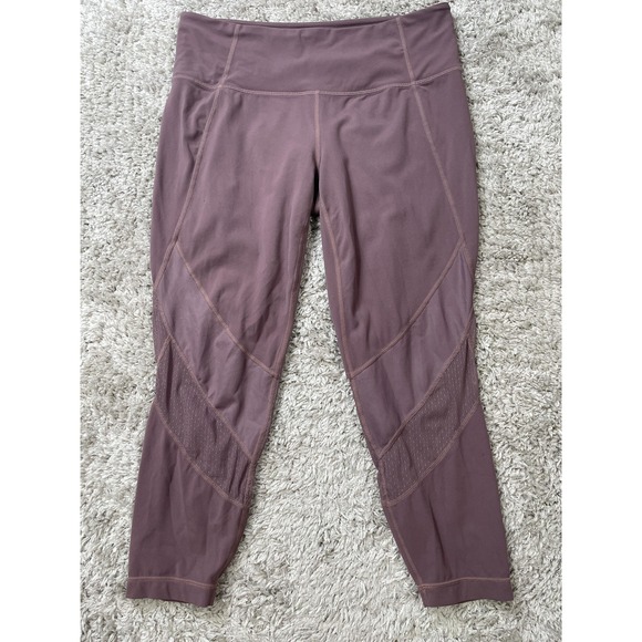 Athleta Leggings Womens Large Petite Purple Mesh High Rise Yoga Activewear Gym - Picture 2 of 11